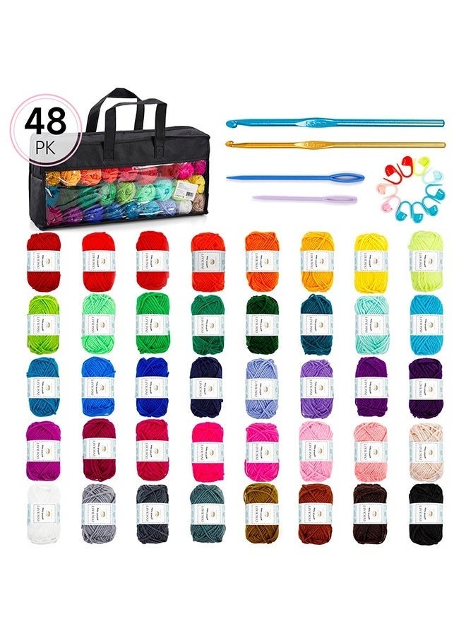 WALALLA 40 Colors Acrylic Yarn Skeins, 9 Crochet Hooks (2.0mm-6.0mm), 6 hand sewing needle, 20 Stitch Markers, 1 Bag, for Crocheting & Knitting, Gift for Beginners and Adults - Image 3